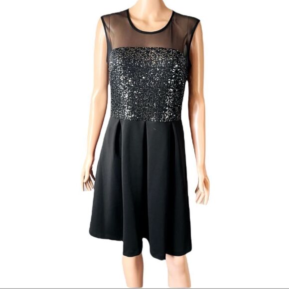 SD Collection Sequin Mesh Scuba Dress Size 10P - Picture 1 of 14